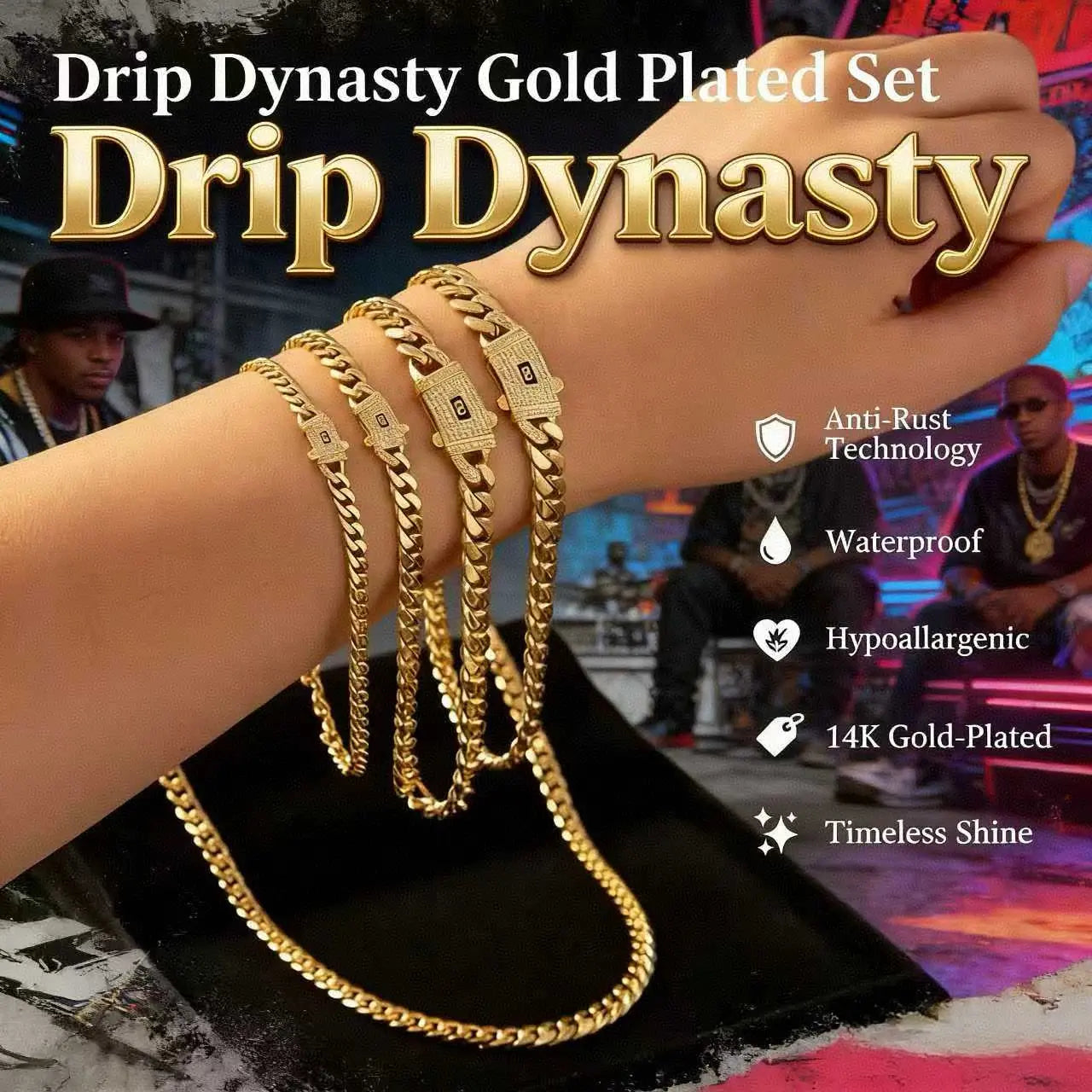 14K Gold-Plated Cuban Bracelet & Necklace Set, 6-14Mm Sizes, Waterproof, Fade-Proof, Hypoallergenic, Timeless Shine Men'S Jewelry Necklace, Perfect Gift Idea for Valentine'S Day, Rapper Chain Tiktokshopspringglowup,Summervibes