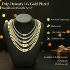 14K Gold-Plated Cuban Bracelet & Necklace Set, 6-14Mm Sizes, Waterproof, Fade-Proof, Hypoallergenic, Timeless Shine Men'S Jewelry Necklace, Perfect Gift Idea for Valentine'S Day, Rapper Chain Tiktokshopspringglowup,Summervibes